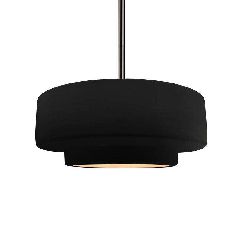 Justice Designs CER-6543-CBGD-NCKL-RIGID One Light Pendant, Carbon Matte Black w/ Champagne Gold