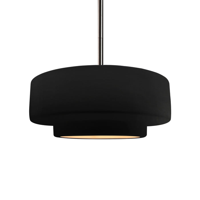 Justice Designs CER-6543-CBGD-NCKL-RIGID One Light Pendant, Carbon Matte Black w/ Champagne Gold