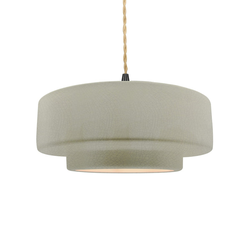 Justice Designs CER-6543-CKC-MBLK-BEIG-TWST One Light Pendant, Celadon Green Crackle