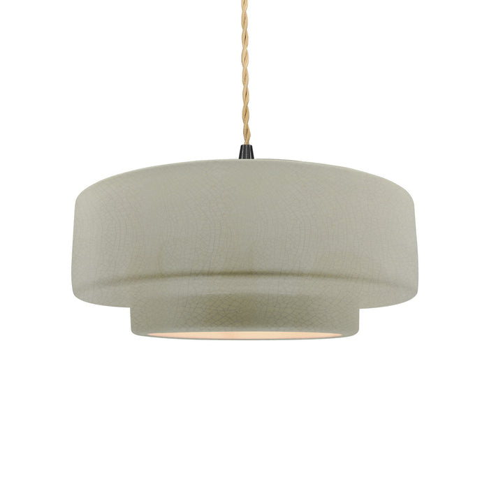 Justice Designs CER-6543-CKC-MBLK-BEIG-TWST One Light Pendant, Celadon Green Crackle