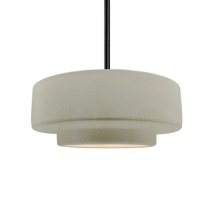 Justice Designs CER-6543-CKC-MBLK-RIGID One Light Pendant, Celadon Green Crackle