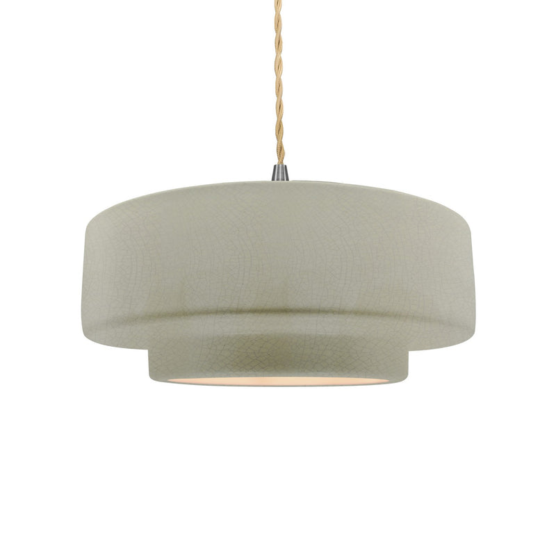 Justice Designs CER-6543-CKC-NCKL-BEIG-TWST One Light Pendant, Celadon Green Crackle