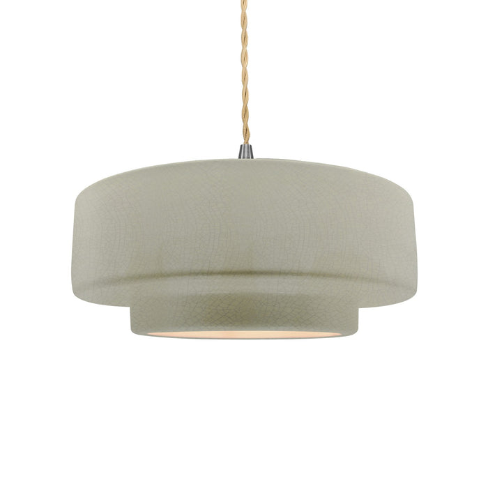 Justice Designs CER-6543-CKC-NCKL-BEIG-TWST One Light Pendant, Celadon Green Crackle
