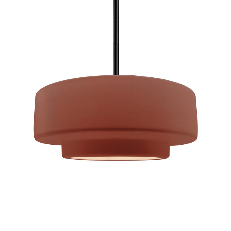 Justice Designs CER-6543-CLAY-MBLK-RIGID One Light Pendant, Canyon Clay