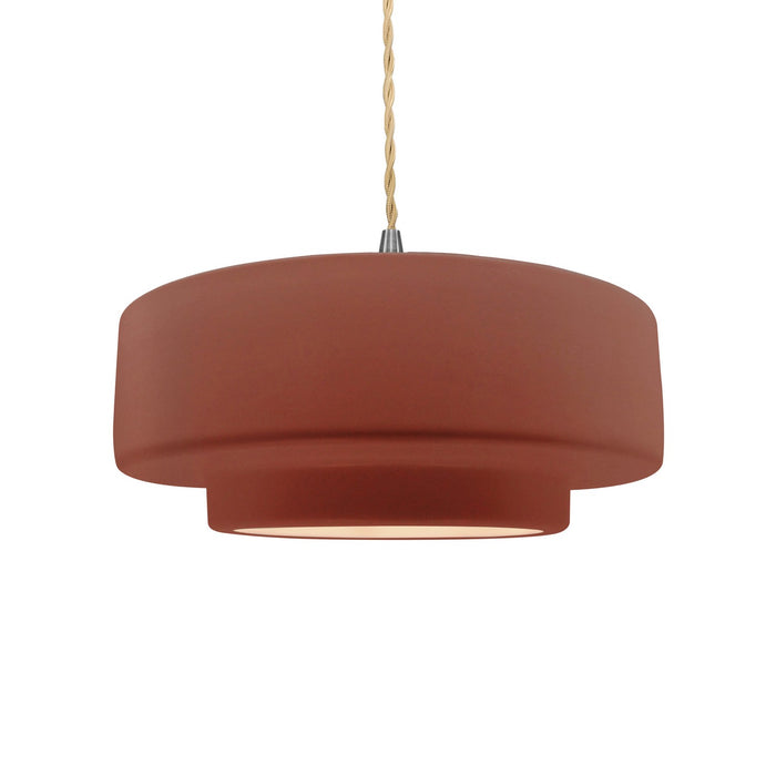 Justice Designs CER-6543-CLAY-NCKL-BEIG-TWST One Light Pendant, Canyon Clay