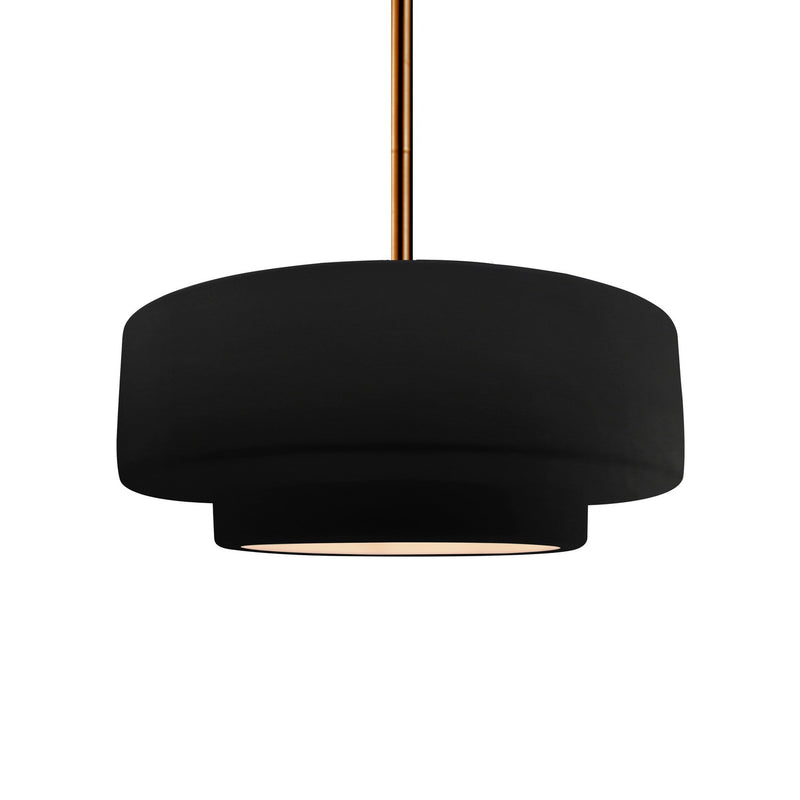 Justice Designs CER-6543-CRB-BRSS-RIGID One Light Pendant, Carbon - Matte Black