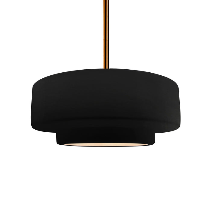 Justice Designs CER-6543-CRB-BRSS-RIGID One Light Pendant, Carbon - Matte Black