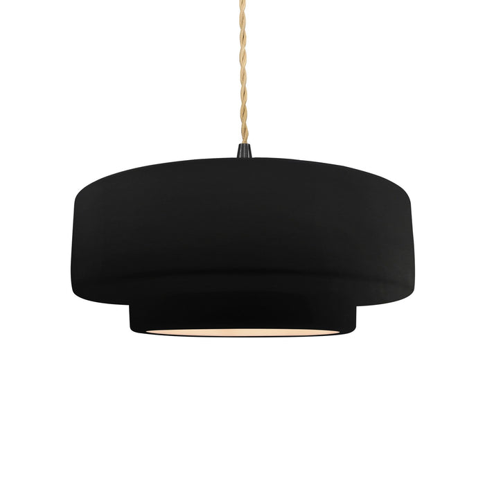 Justice Designs CER-6543-CRB-MBLK-BEIG-TWST One Light Pendant, Carbon - Matte Black