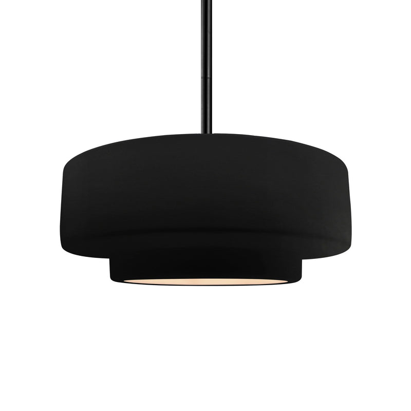 Justice Designs CER-6543-CRB-MBLK-RIGID One Light Pendant, Carbon - Matte Black