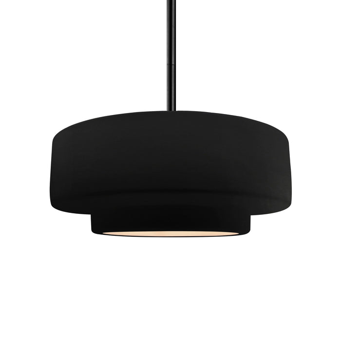 Justice Designs CER-6543-CRB-MBLK-RIGID One Light Pendant, Carbon - Matte Black