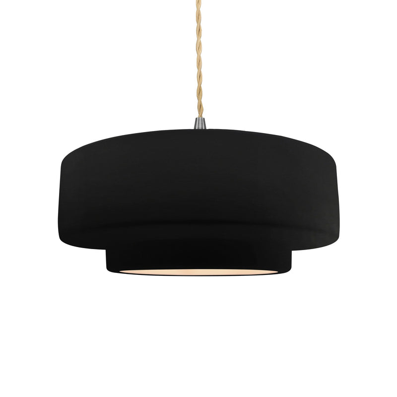 Justice Designs CER-6543-CRB-NCKL-BEIG-TWST One Light Pendant, Carbon - Matte Black