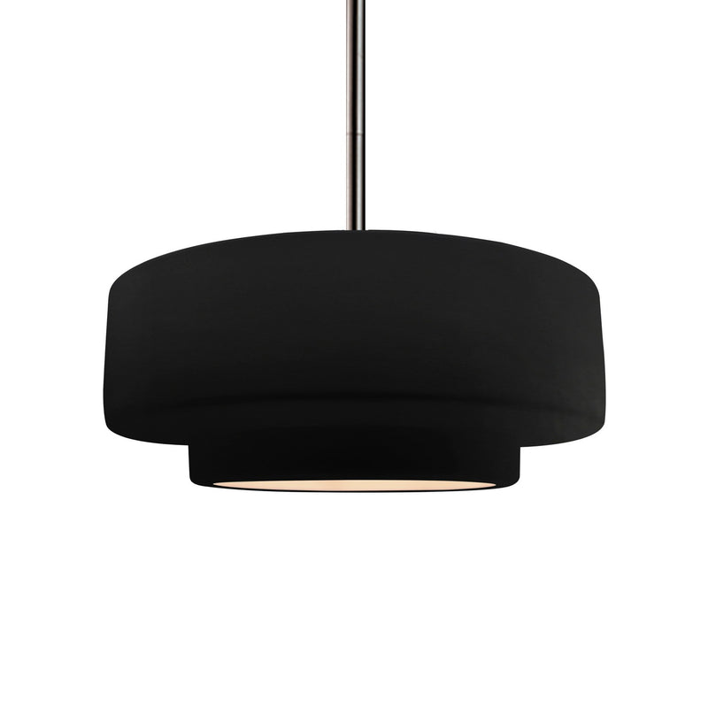 Justice Designs CER-6543-CRB-NCKL-RIGID One Light Pendant, Carbon - Matte Black