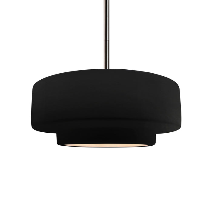 Justice Designs CER-6543-CRB-NCKL-RIGID One Light Pendant, Carbon - Matte Black