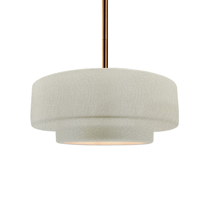 Justice Designs CER-6543-CRK-BRSS-RIGID One Light Pendant, White Crackle