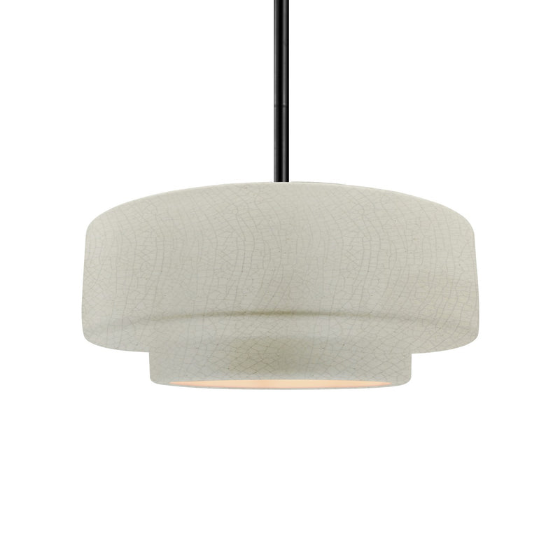 Justice Designs CER-6543-CRK-MBLK-RIGID One Light Pendant, White Crackle
