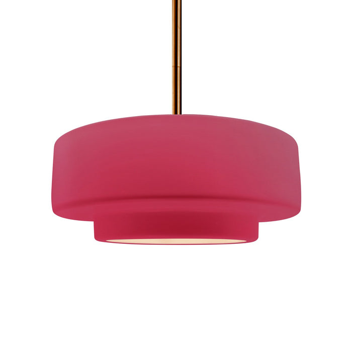 Justice Designs CER-6543-CRSE-BRSS-RIGID One Light Pendant, Cerise