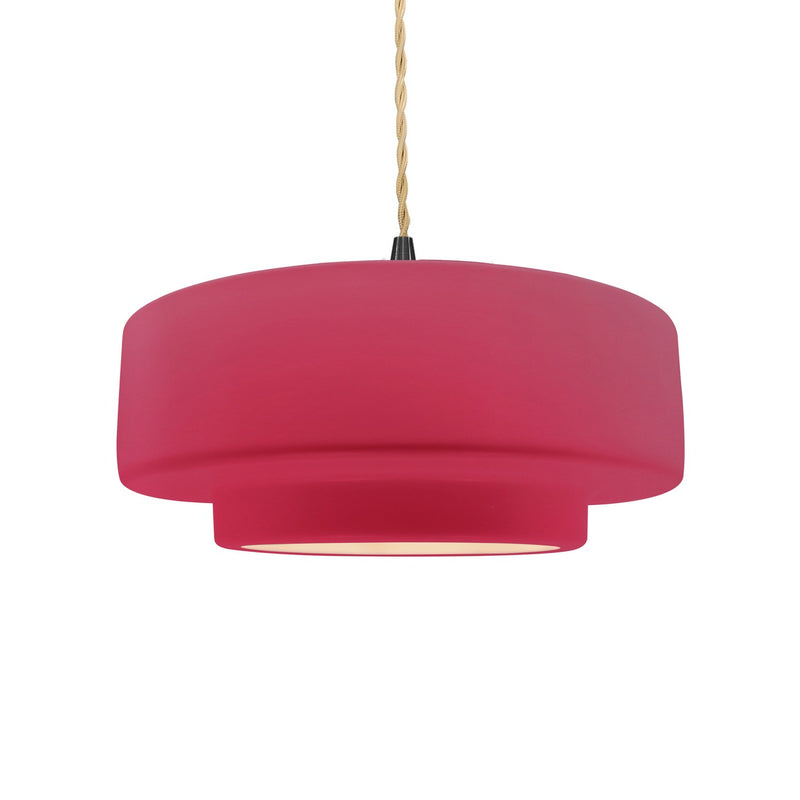 Justice Designs CER-6543-CRSE-MBLK-BEIG-TWST One Light Pendant, Cerise