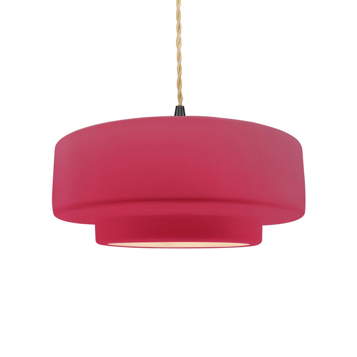 Justice Designs CER-6543-CRSE-MBLK-BEIG-TWST One Light Pendant, Cerise
