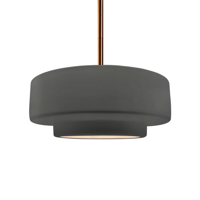 Justice Designs CER-6543-GRY-BRSS-RIGID One Light Pendant, Gloss Grey
