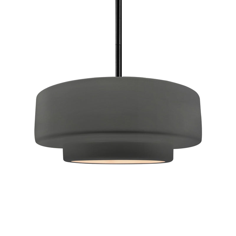 Justice Designs CER-6543-GRY-MBLK-RIGID One Light Pendant, Gloss Grey
