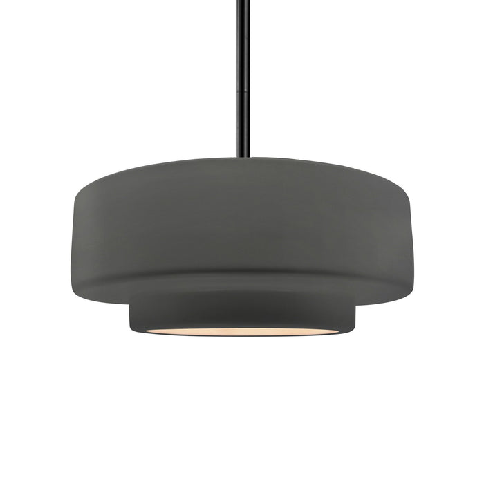 Justice Designs CER-6543-GRY-MBLK-RIGID One Light Pendant, Gloss Grey