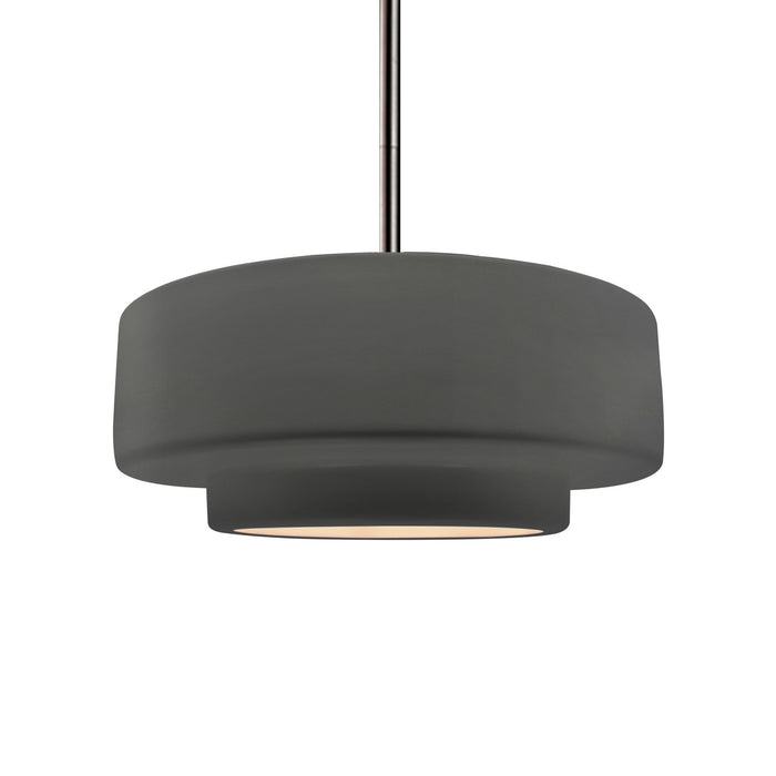 Justice Designs CER-6543-GRY-NCKL-RIGID One Light Pendant, Gloss Grey