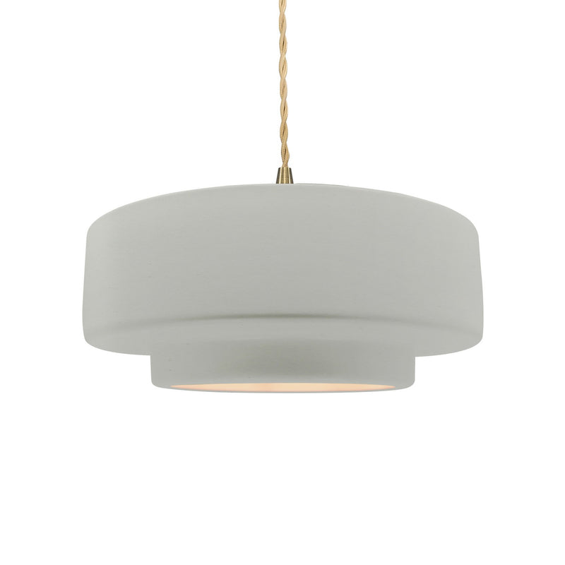Justice Designs CER-6543-MAT-BRSS-BEIG-TWST One Light Pendant, Matte White