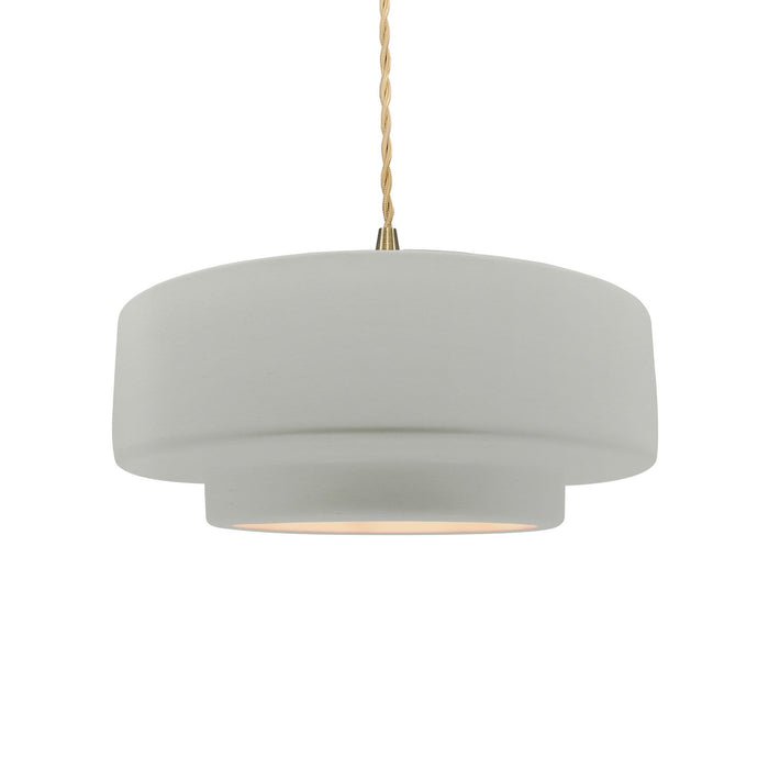 Justice Designs CER-6543-MAT-BRSS-BEIG-TWST One Light Pendant, Matte White