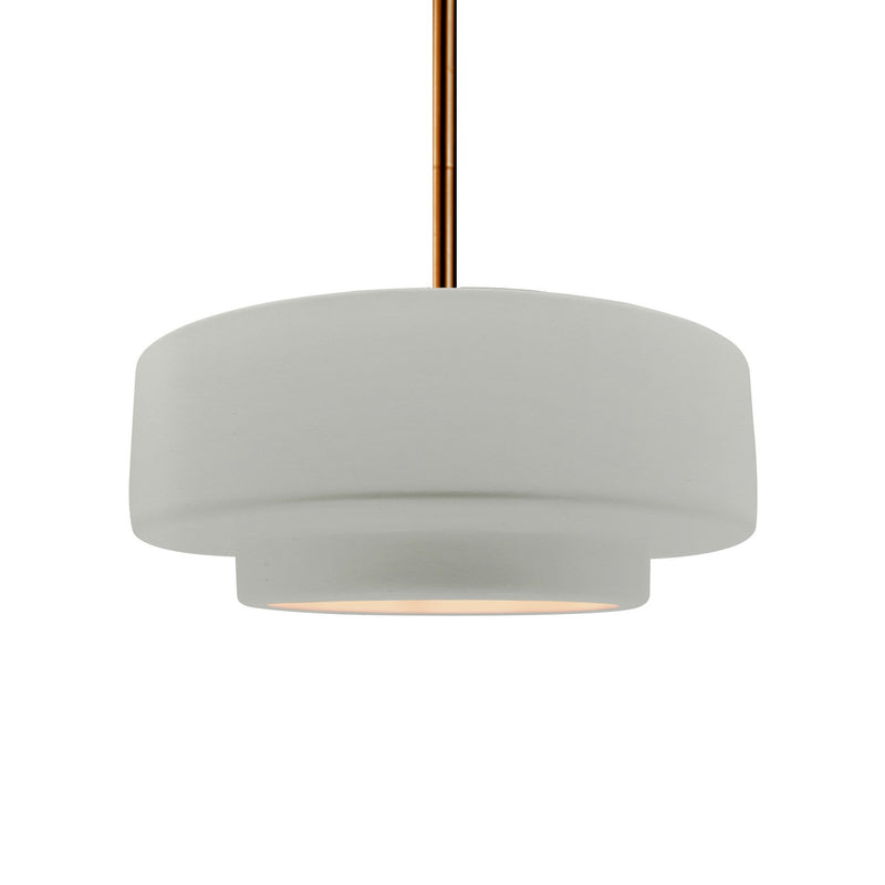 Justice Designs CER-6543-MAT-BRSS-RIGID One Light Pendant, Matte White