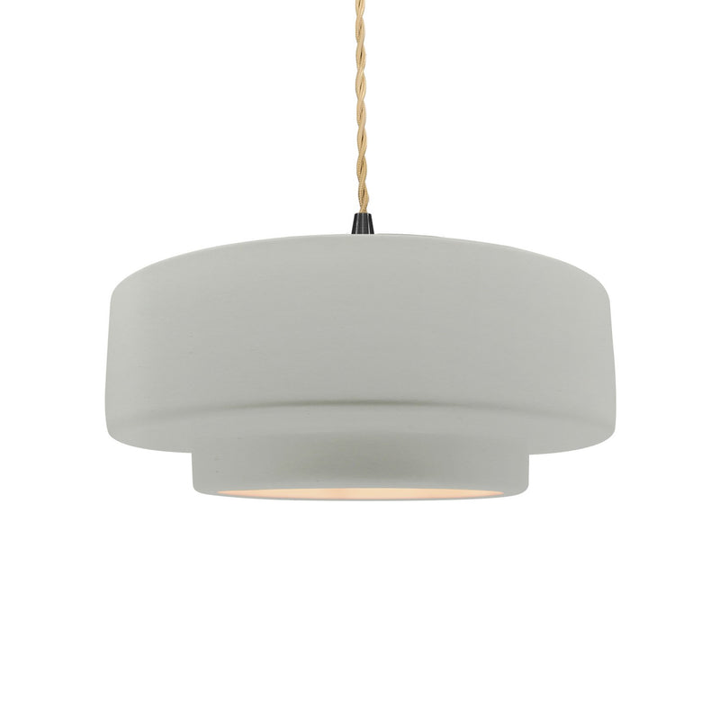 Justice Designs CER-6543-MAT-MBLK-BEIG-TWST One Light Pendant, Matte White