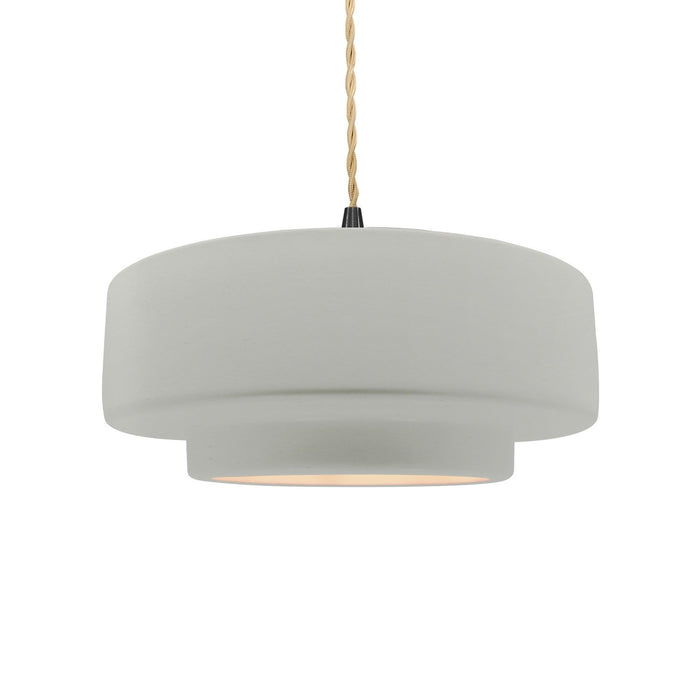 Justice Designs CER-6543-MAT-MBLK-BEIG-TWST One Light Pendant, Matte White