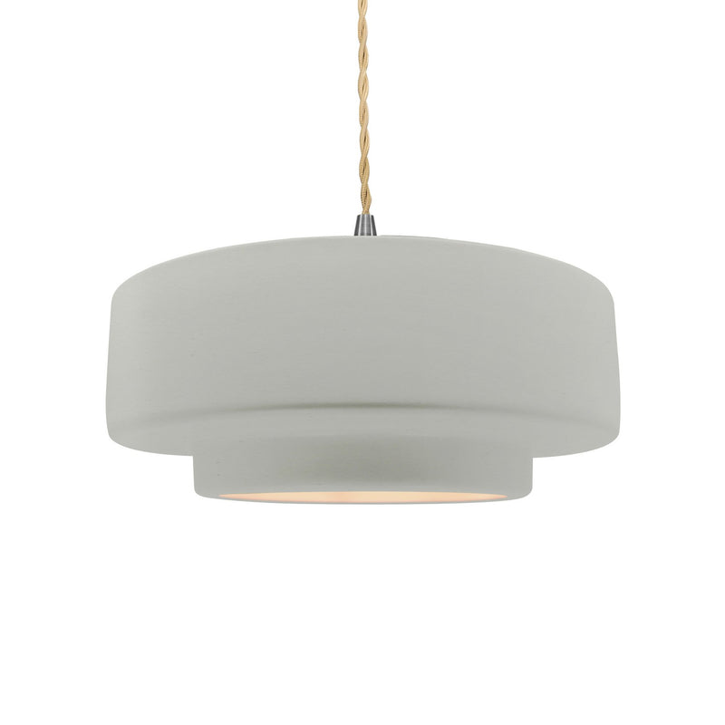 Justice Designs CER-6543-MAT-NCKL-BEIG-TWST One Light Pendant, Matte White