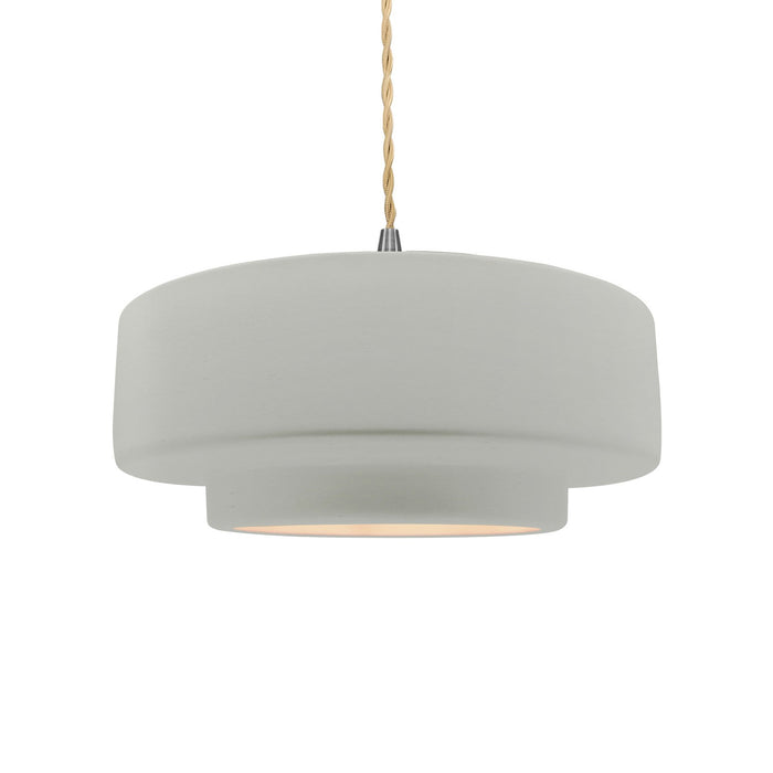 Justice Designs CER-6543-MAT-NCKL-BEIG-TWST One Light Pendant, Matte White