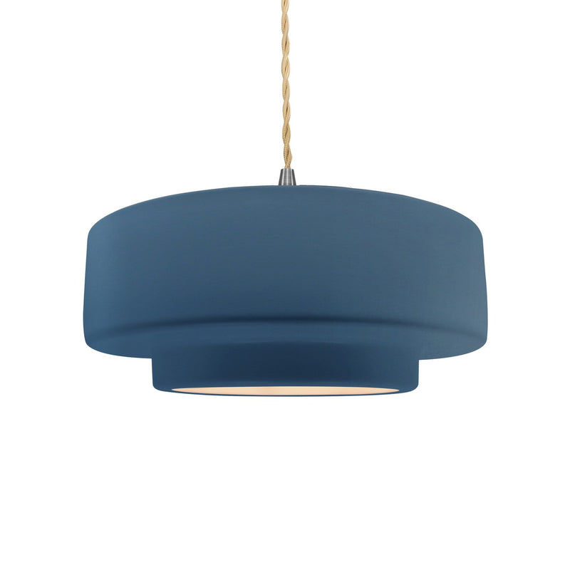 Justice Designs CER-6543-MDMT-NCKL-BEIG-TWST One Light Pendant, Midnight Sky w/ Matte White