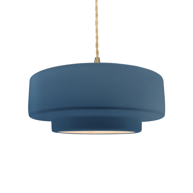 Justice Designs CER-6543-MID-BRSS-BEIG-TWST One Light Pendant, Midnight Sky