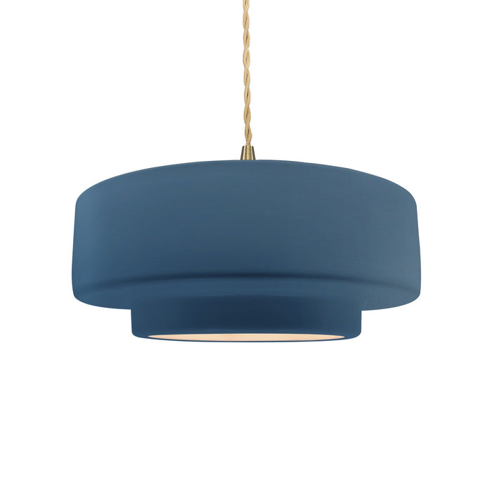 Justice Designs CER-6543-MID-BRSS-BEIG-TWST One Light Pendant, Midnight Sky