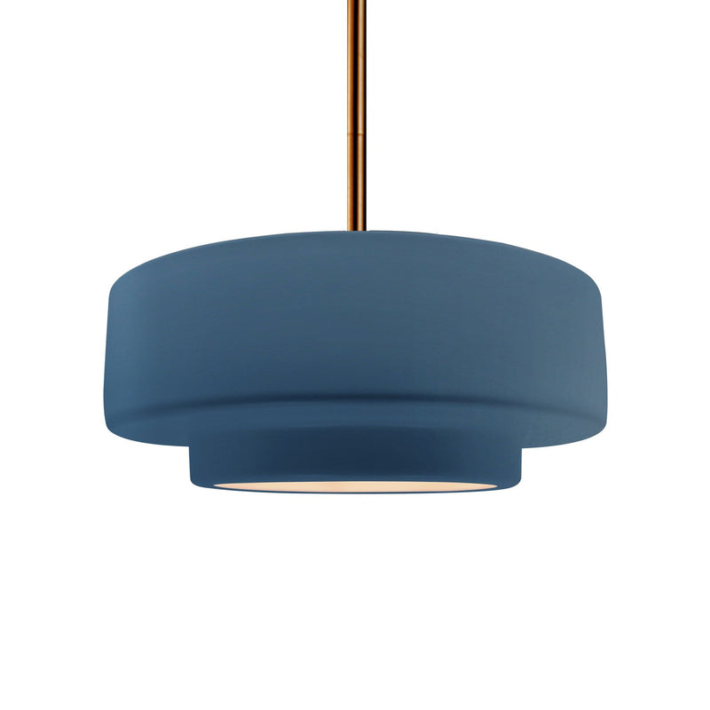 Justice Designs CER-6543-MID-BRSS-RIGID One Light Pendant, Midnight Sky