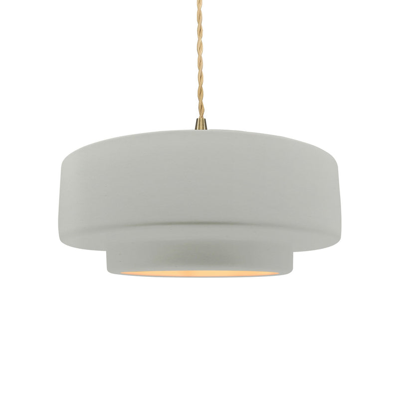 Justice Designs CER-6543-MTGD-BRSS-BEIG-TWST One Light Pendant, Matte White w/ Champagne Gold