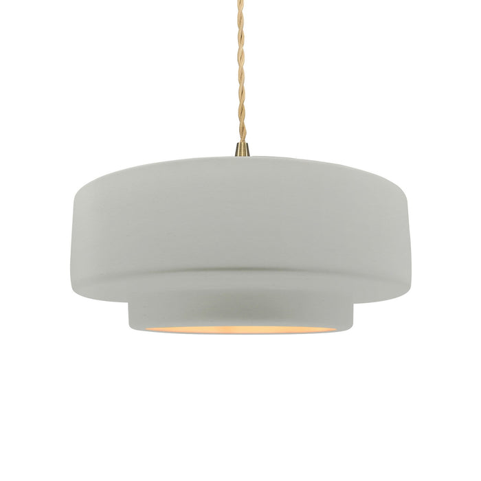 Justice Designs CER-6543-MTGD-BRSS-BEIG-TWST One Light Pendant, Matte White w/ Champagne Gold