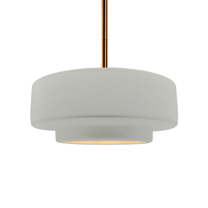 Justice Designs CER-6543-MTGD-BRSS-RIGID One Light Pendant, Matte White w/ Champagne Gold