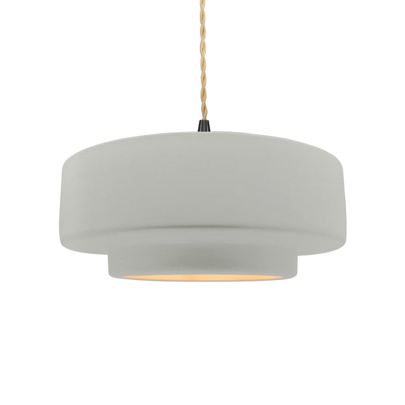Justice Designs CER-6543-MTGD-MBLK-BEIG-TWST One Light Pendant, Matte White w/ Champagne Gold