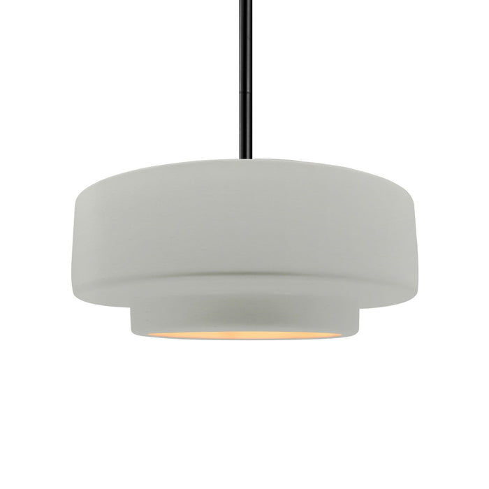 Justice Designs CER-6543-MTGD-MBLK-RIGID One Light Pendant, Matte White w/ Champagne Gold