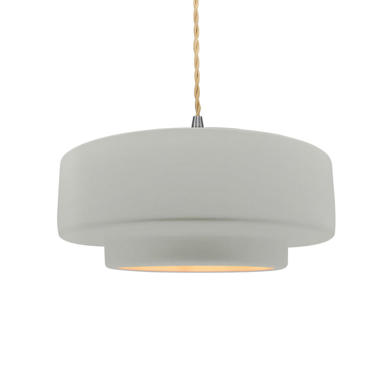 Justice Designs CER-6543-MTGD-NCKL-BEIG-TWST One Light Pendant, Matte White w/ Champagne Gold