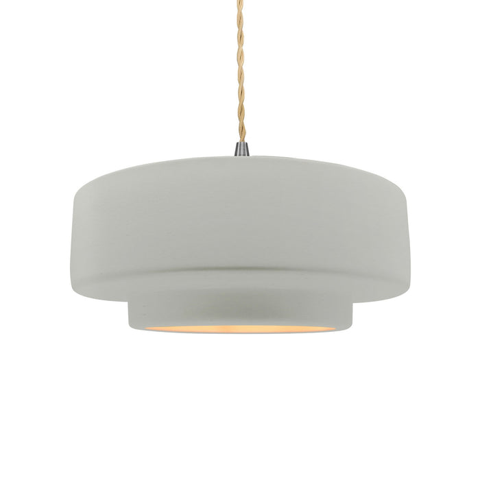 Justice Designs CER-6543-MTGD-NCKL-BEIG-TWST One Light Pendant, Matte White w/ Champagne Gold