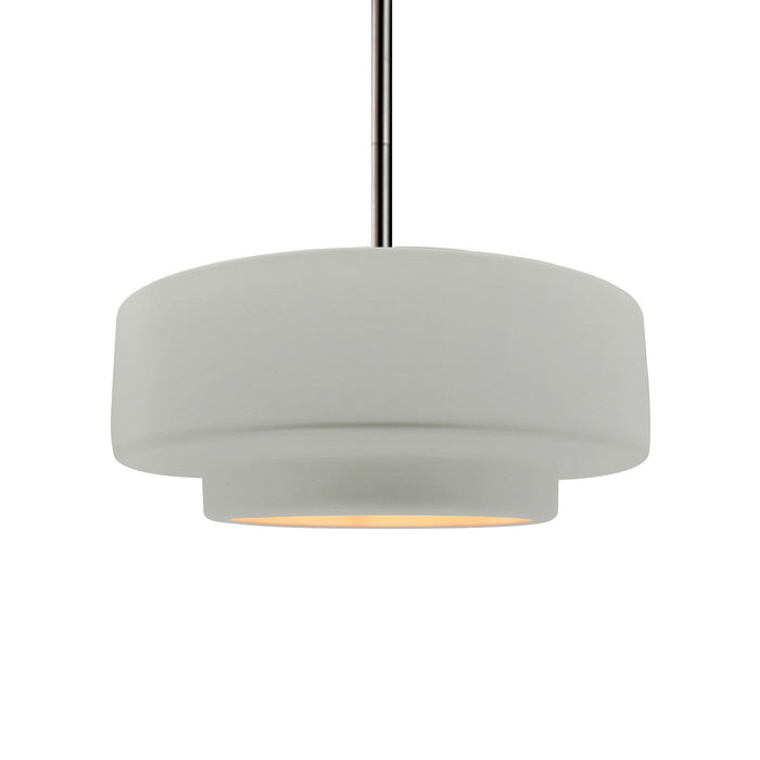 Justice Designs CER-6543-MTGD-NCKL-RIGID One Light Pendant, Matte White w/ Champagne Gold