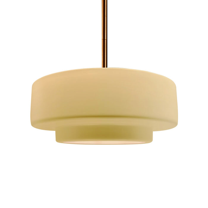 Justice Designs CER-6543-MYLW-BRSS-RIGID One Light Pendant, Muted Yellow