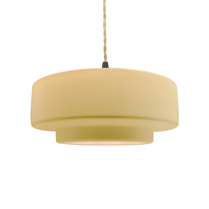 Justice Designs CER-6543-MYLW-MBLK-BEIG-TWST One Light Pendant, Muted Yellow