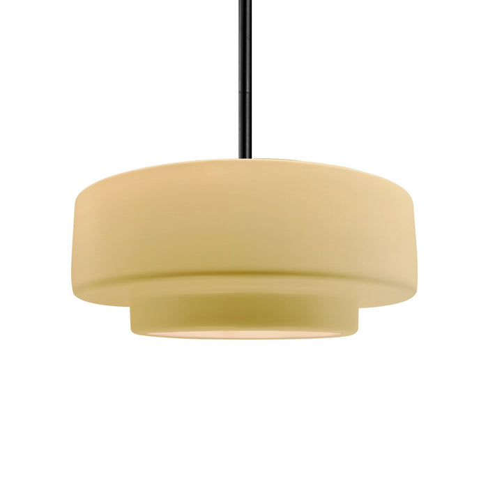 Justice Designs CER-6543-MYLW-MBLK-RIGID One Light Pendant, Muted Yellow