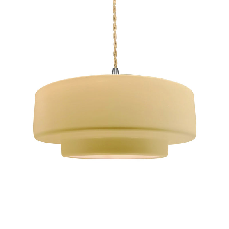 Justice Designs CER-6543-MYLW-NCKL-BEIG-TWST One Light Pendant, Muted Yellow
