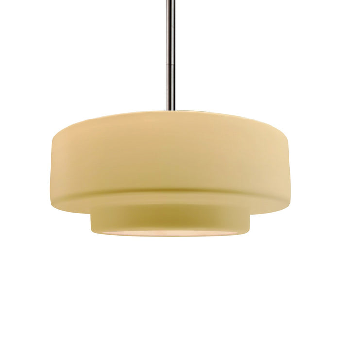 Justice Designs CER-6543-MYLW-NCKL-RIGID One Light Pendant, Muted Yellow